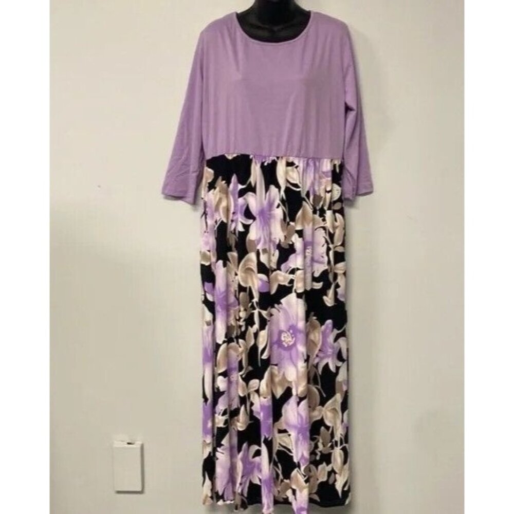 NWT Dunea Purple Maxi Dress Floral Print Skirt XXL